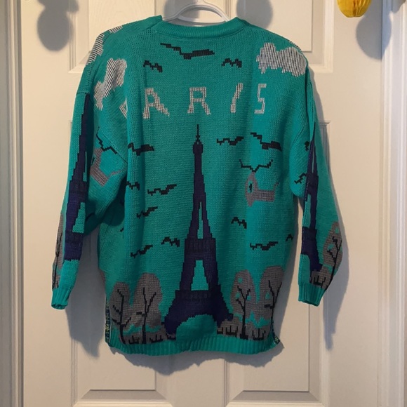 Vintage woven Paris sweater w/embroidered bits. - Picture 3 of 3